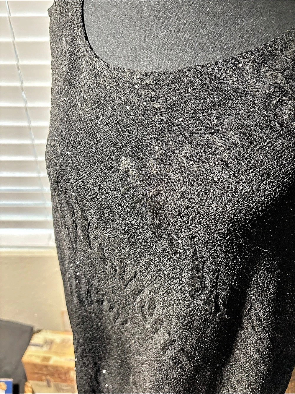 Dressbarn Woman Collection Black Sleeveless Textured Sparkle Top - Picture 3 of 5